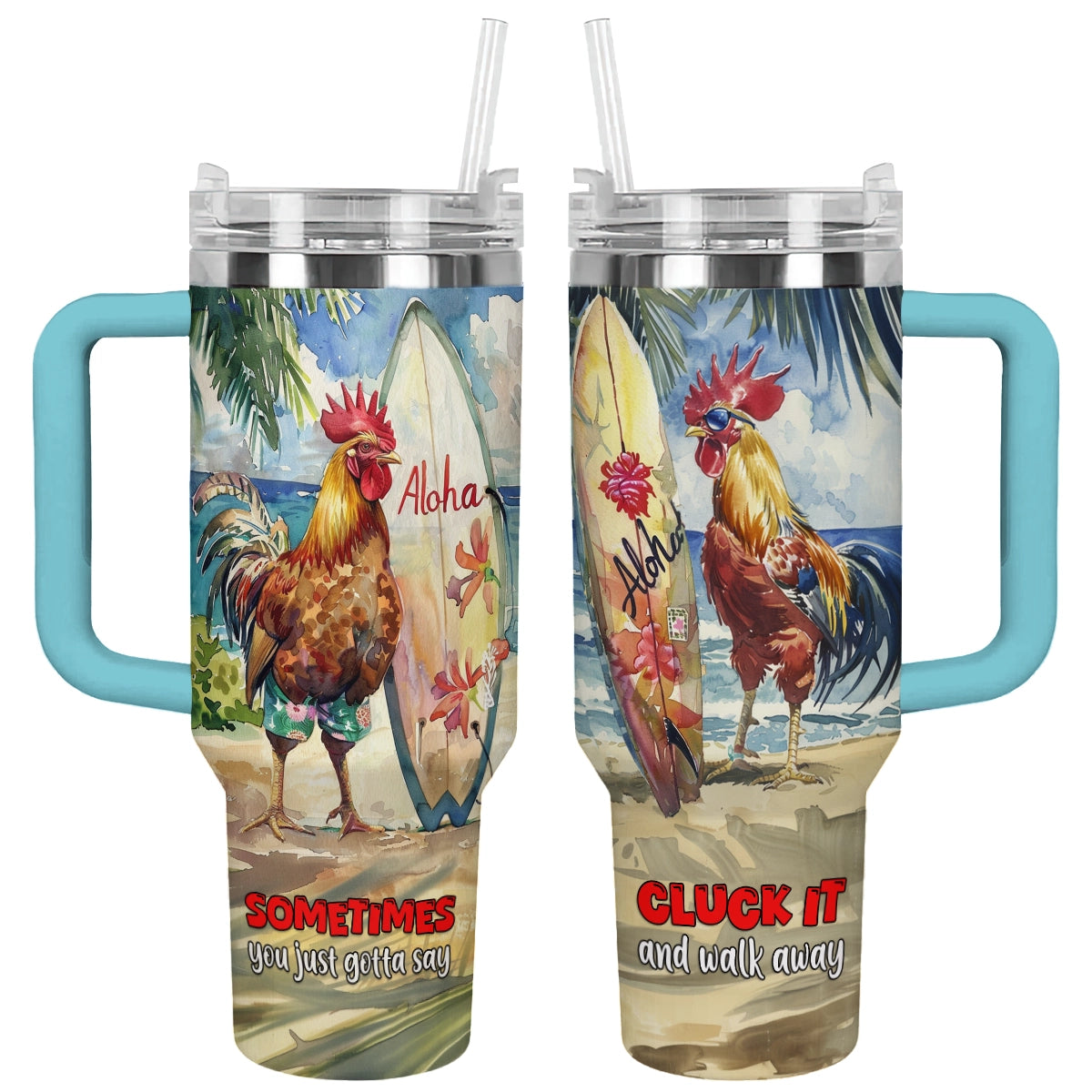 Shineful Tumbler "Aloha Cluck" Chickens