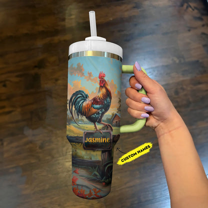 Shineful Tumbler Personalized Morning Glory Rooster