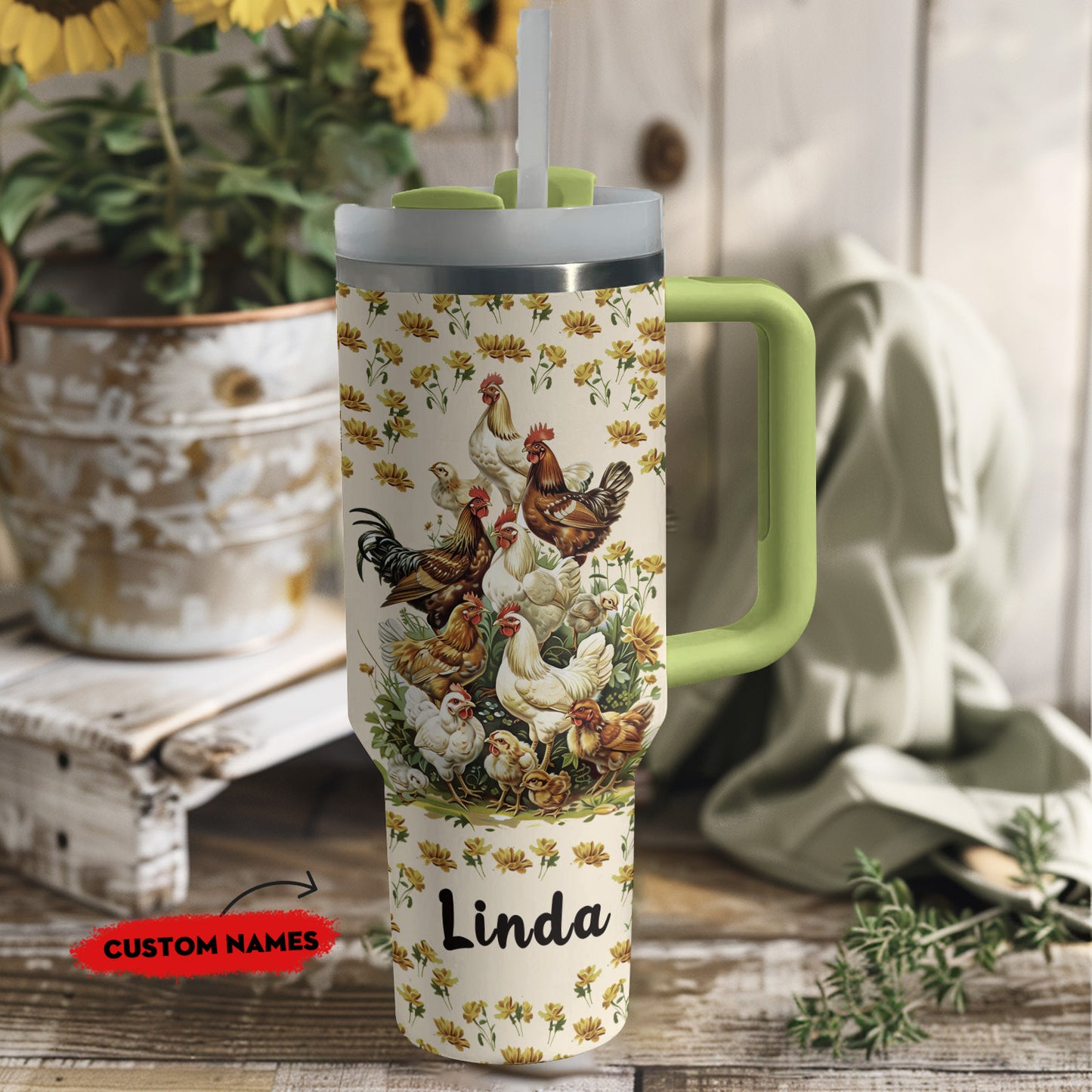 Shiny Tumbler Personalisiertes Huhn : Gefiederte Freude