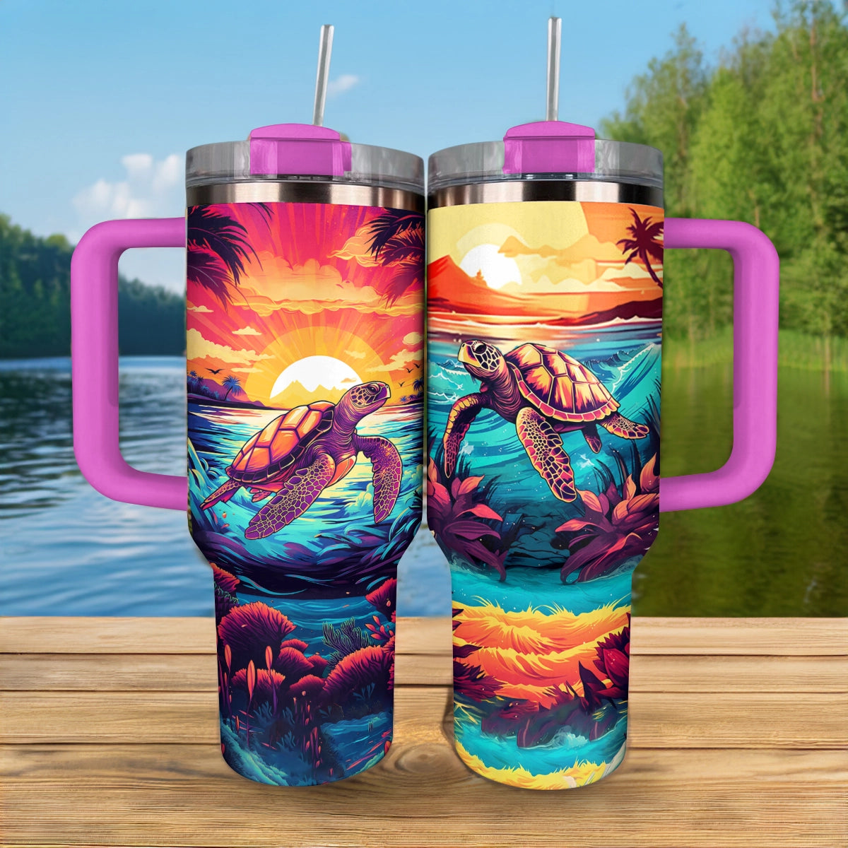 Shineful Tumbler Tropical Sea Turtle Bliss