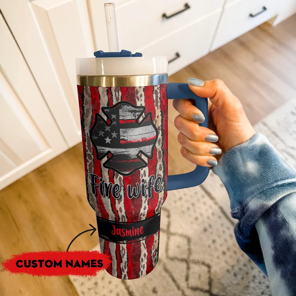 Shineful Tumbler Personalized Firefighter Wife: Patriot Edition