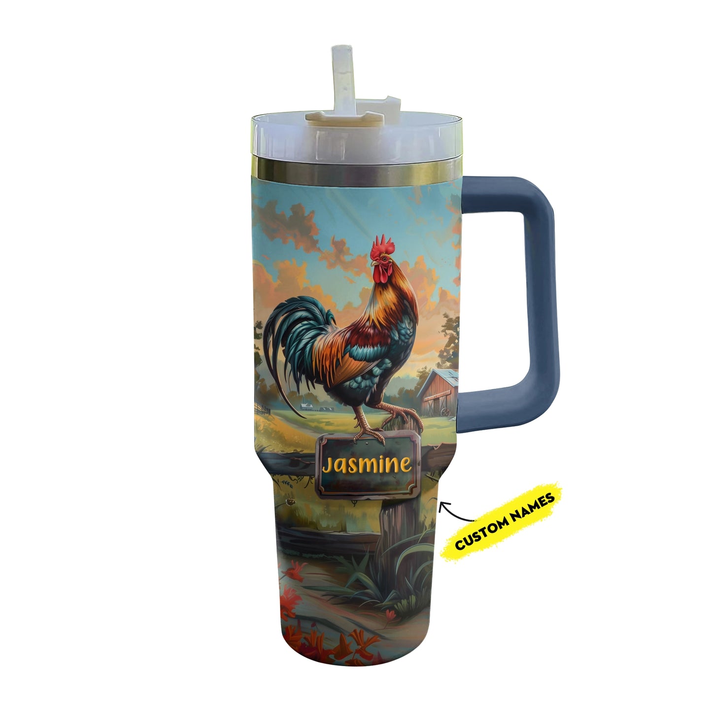 Shineful Tumbler Personalized Morning Glory Rooster