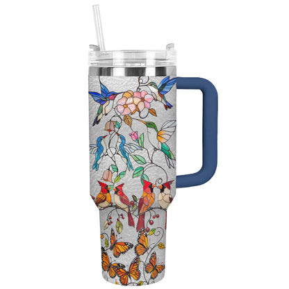 Sanctuaire d'oiseaux en vitrail brillant Shineful Tumbler