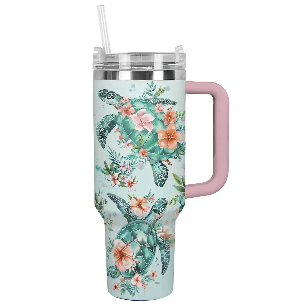 Shineful Tumbler Floral Sea Turtle