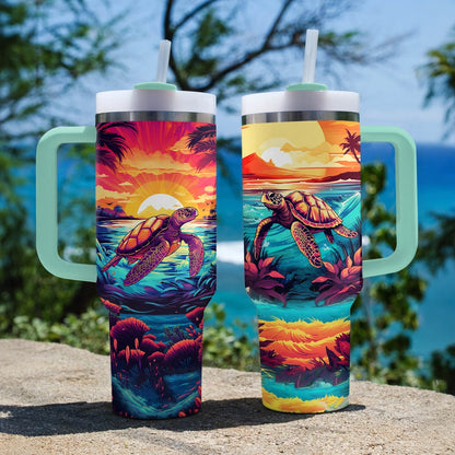 Shineful Tumbler Tropical Sea Turtle Bliss