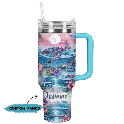 Shineful Tumbler Personalized Sea Turtle Haven