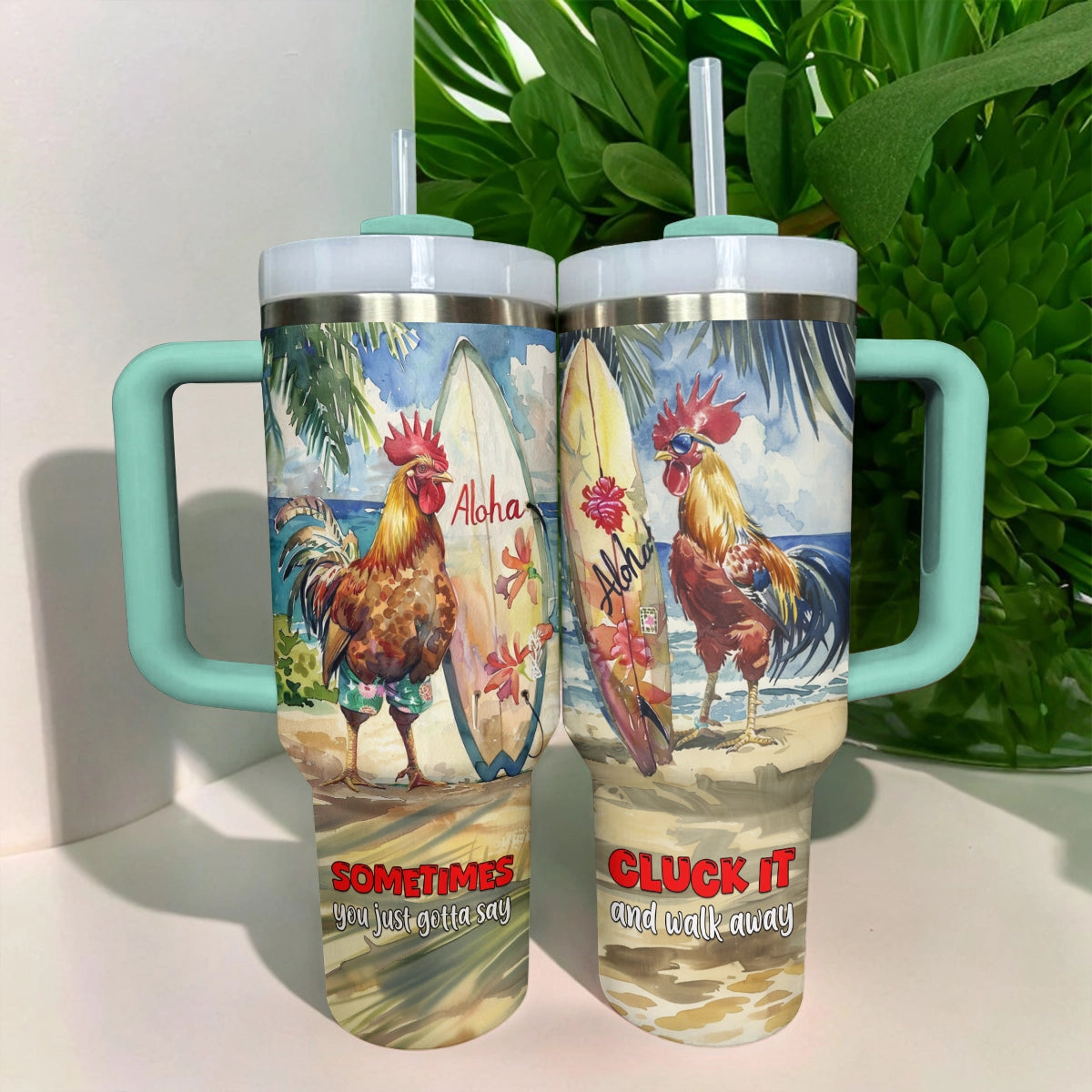 Shineful Tumbler "Aloha Cluck" Chickens