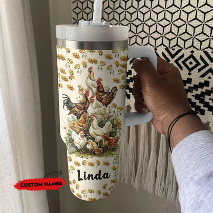 Shiny Tumbler Personalisiertes Huhn : Gefiederte Freude