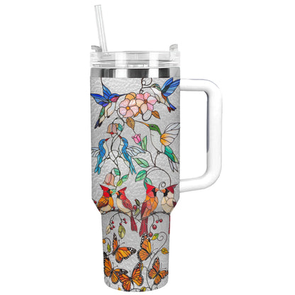 Shineful Glossy Tumbler Stained Glass Bird Sanctuary