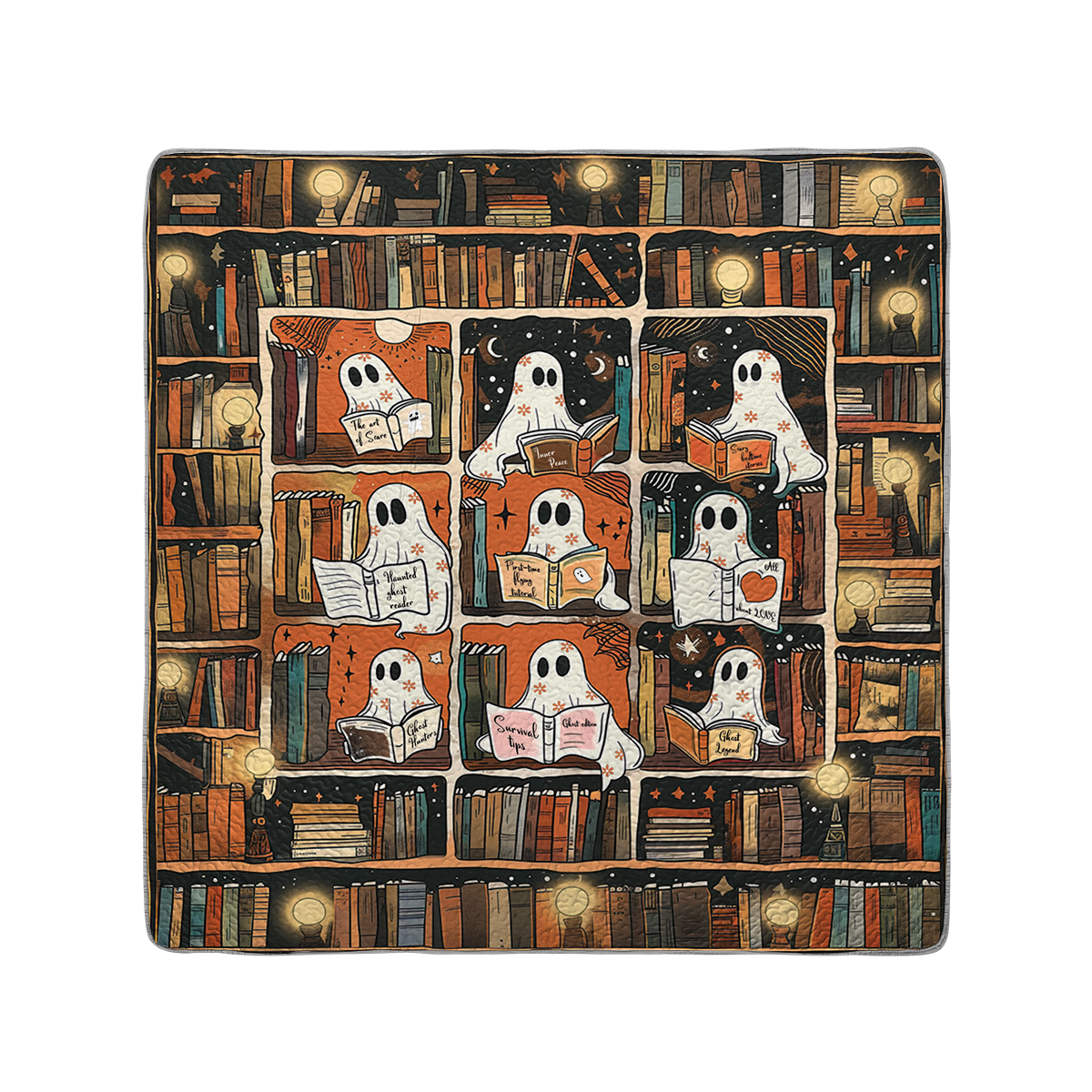 Shineful All Season Quilt 3-Piece Set Spooky Ghost Readers