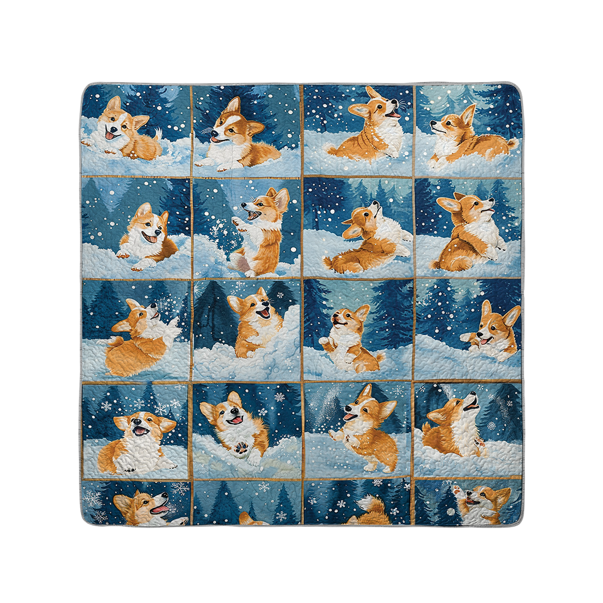 Shineful All Season Quilt 3-Piece Set Winter Corgi Joy