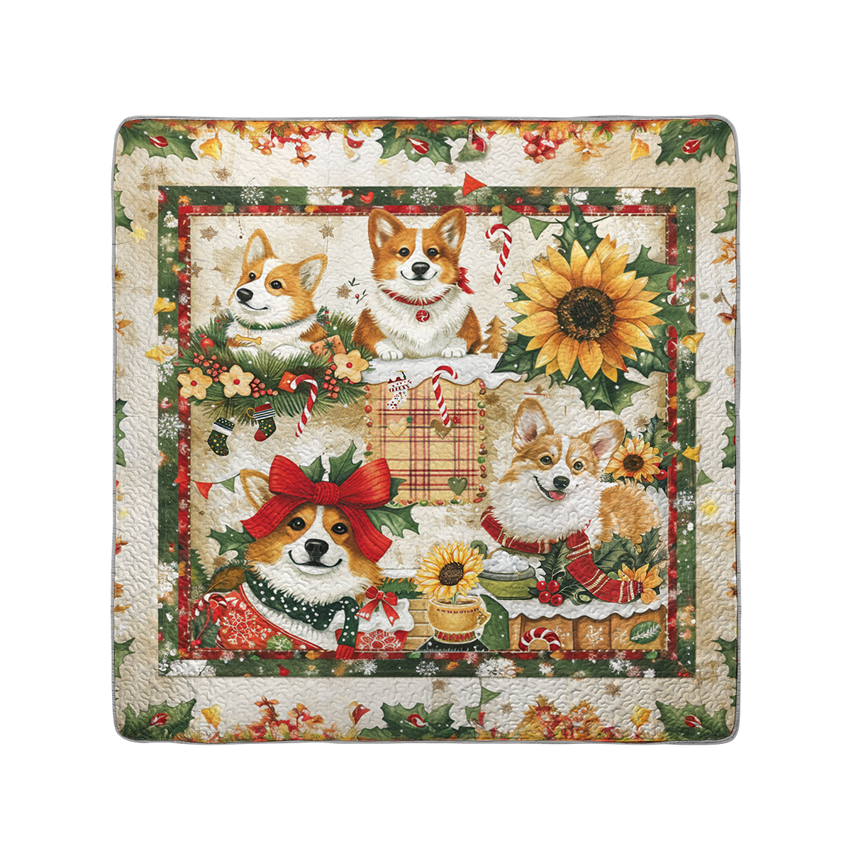 Shineful All Season Quilt 3-teiliges Set Merry Corgi Christmas