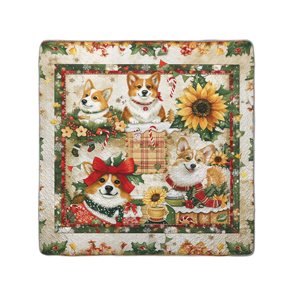 Shineful All Season Quilt 3-Piece Set Merry Corgi Christmas