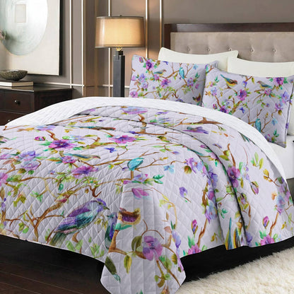 Shineful Quilt 3-Piece Set Purple Flowers