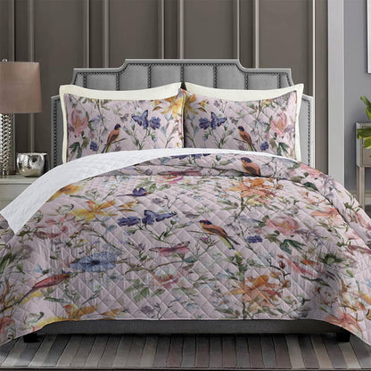 Shineful Quilt 3-Piece Set Pink Flowers