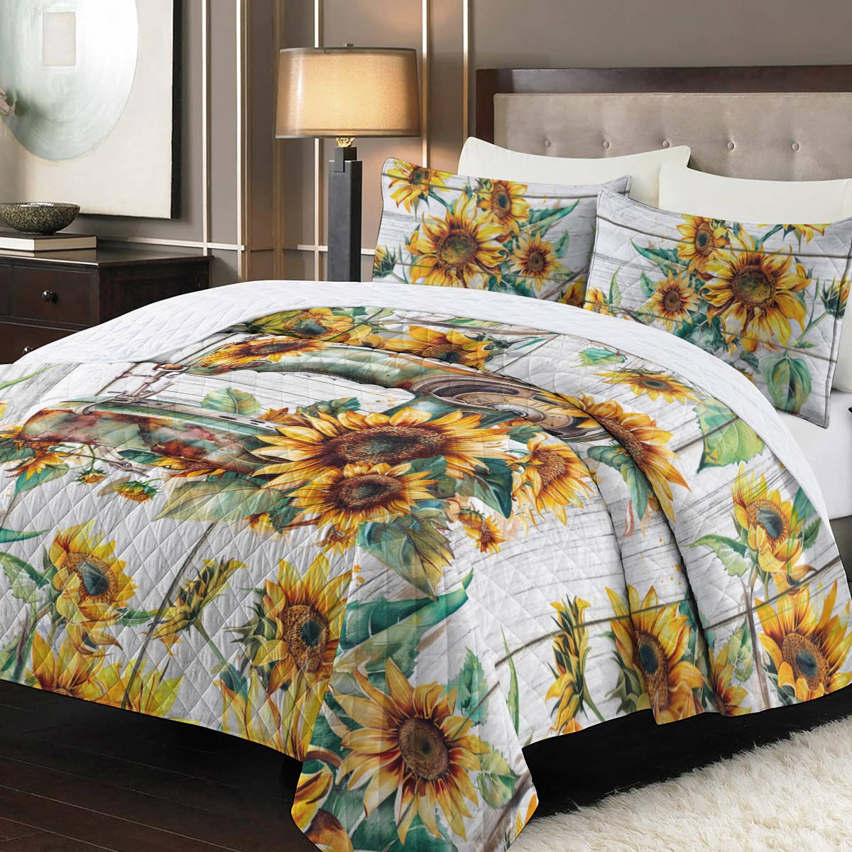 Shineful Quilt 3-Piece Set Sewing Sunflower