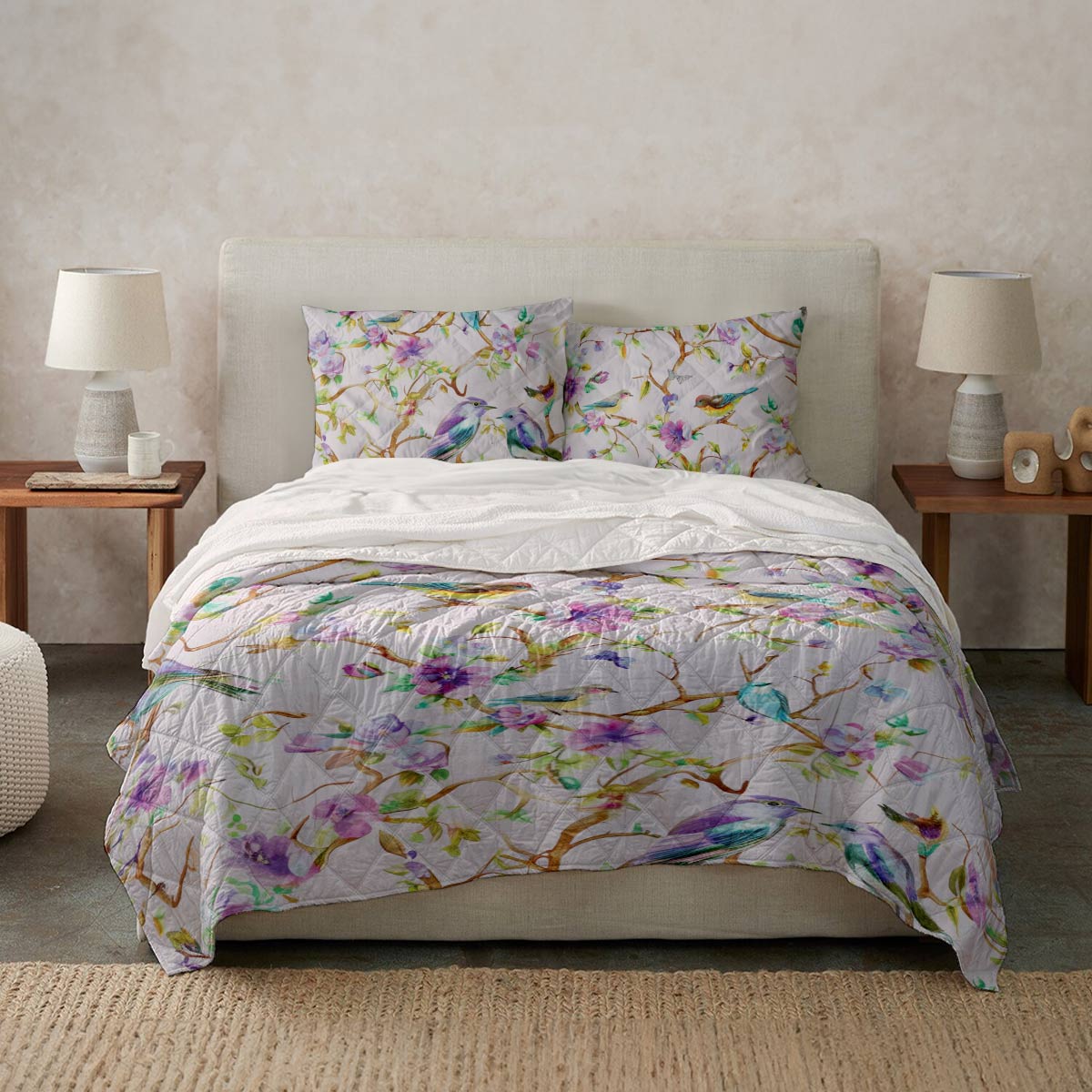 Shineful Quilt 3-Piece Set Purple Flowers