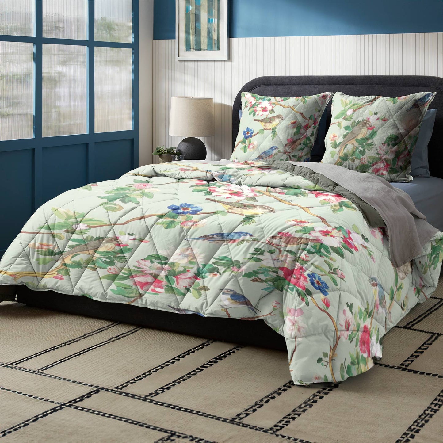 Shineful Quilt 3-Piece Set Green Flower