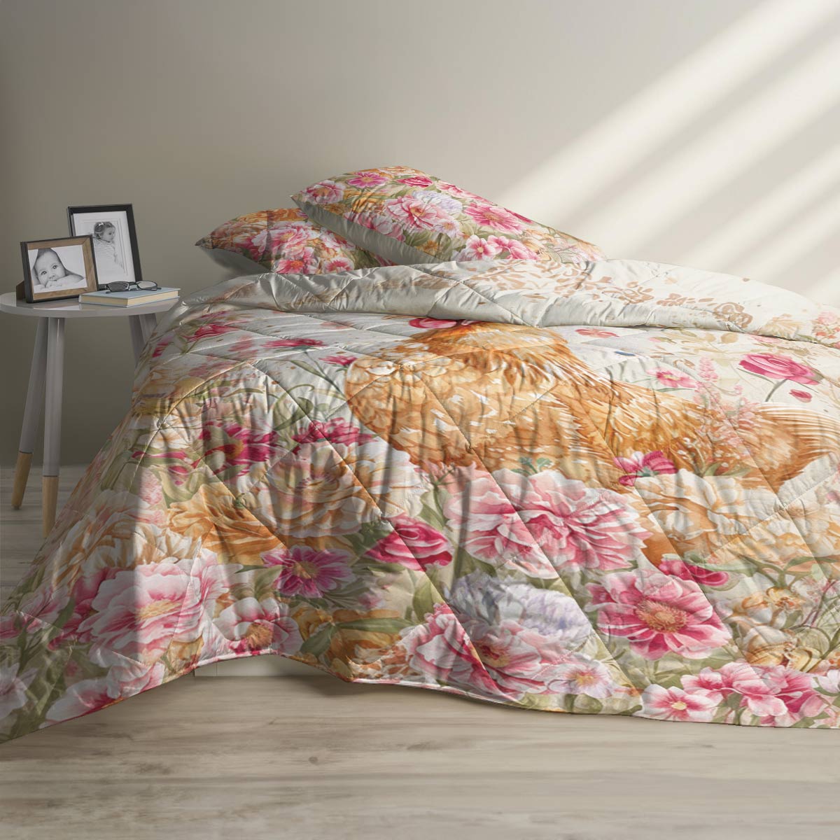 Shineful Quilt 3-Piece Set Chicken In Flowergarden