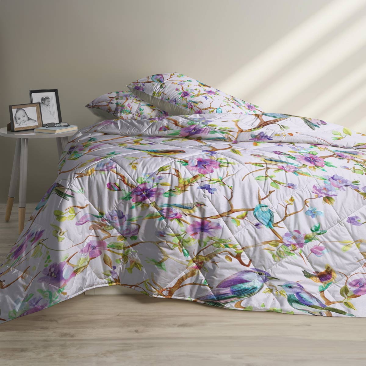 Shineful Quilt 3-Piece Set Purple Flowers