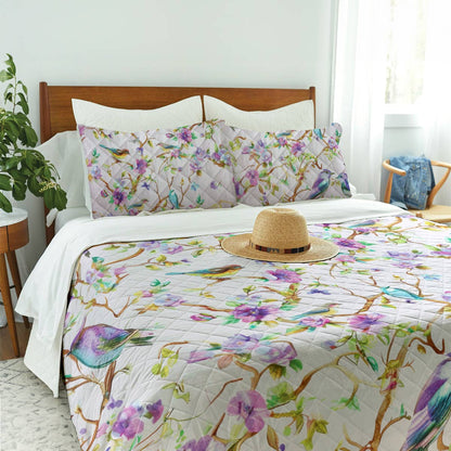 Shineful Quilt 3-Piece Set Purple Flowers