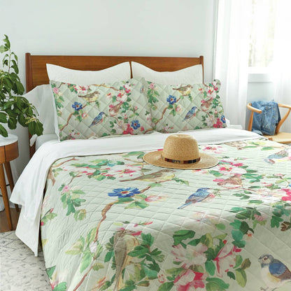 Shineful Quilt 3-Piece Set Green Flower