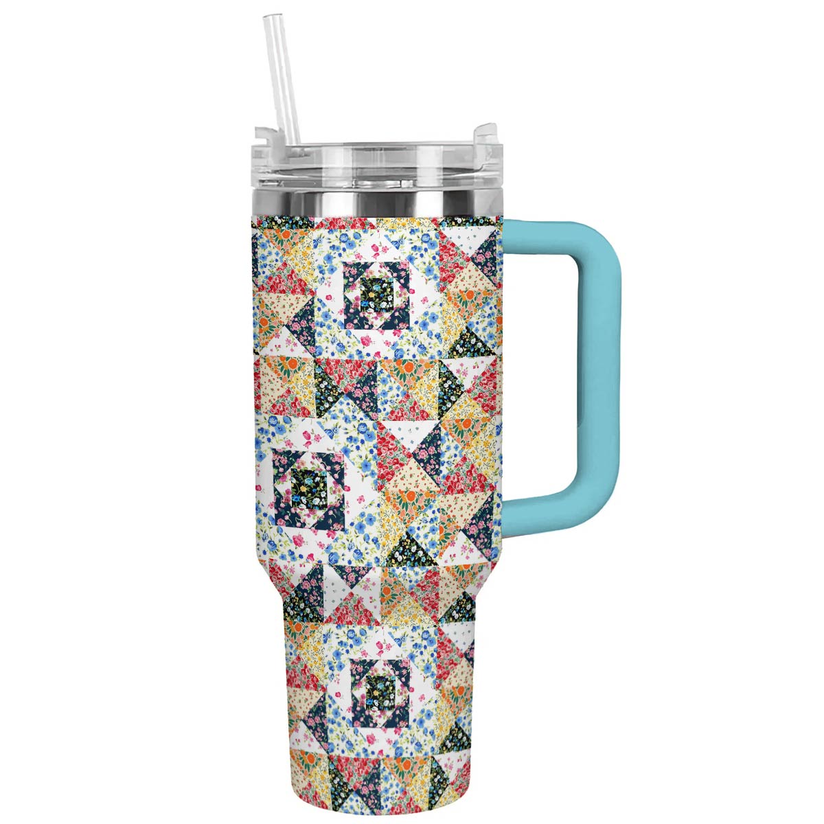 Shineful Tumbler Flowers Blooming Patchwork Paradise