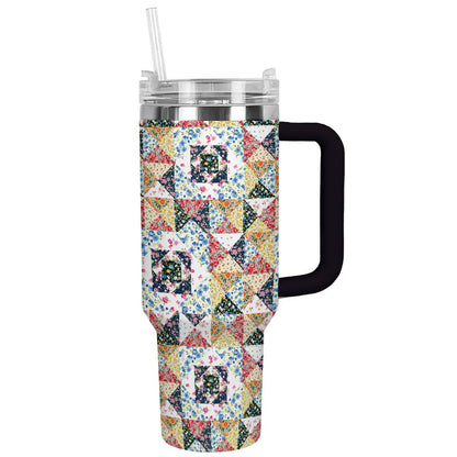 Shineful Tumbler Flowers Blooming Patchwork Paradise