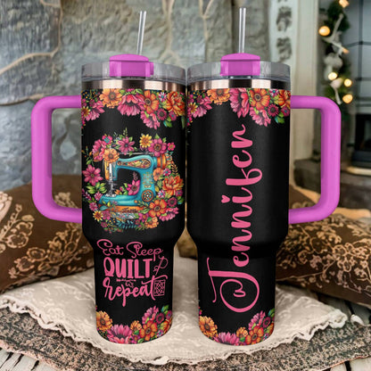 Shineful Tumbler Personalized Eat Sleep And Quilt Repeat