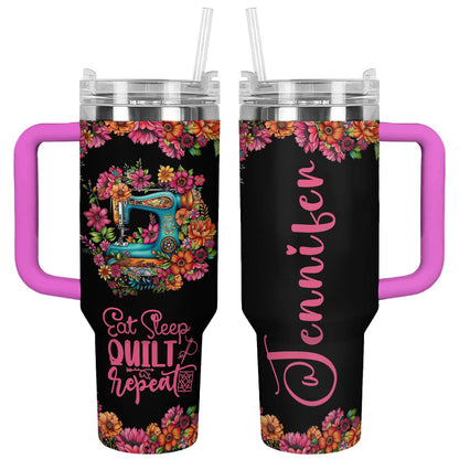 Shiny Tumbler Personalisiert Eat Sleep And Quilt Repeat