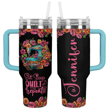 Shineful Tumbler Personalized Eat Sleep And Quilt Repeat