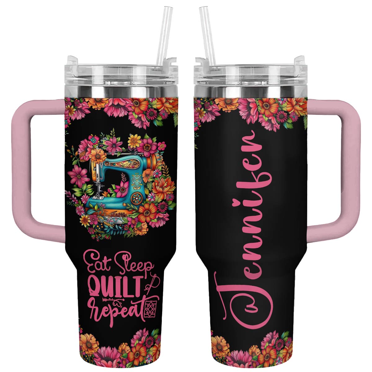 Shiny Tumbler Personalisiert Eat Sleep And Quilt Repeat