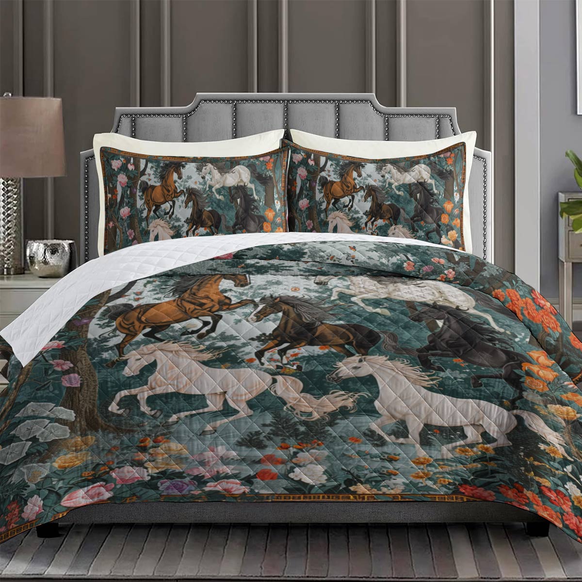 Shineful Quilt 3-teiliges Set Wildblumen Pferd 