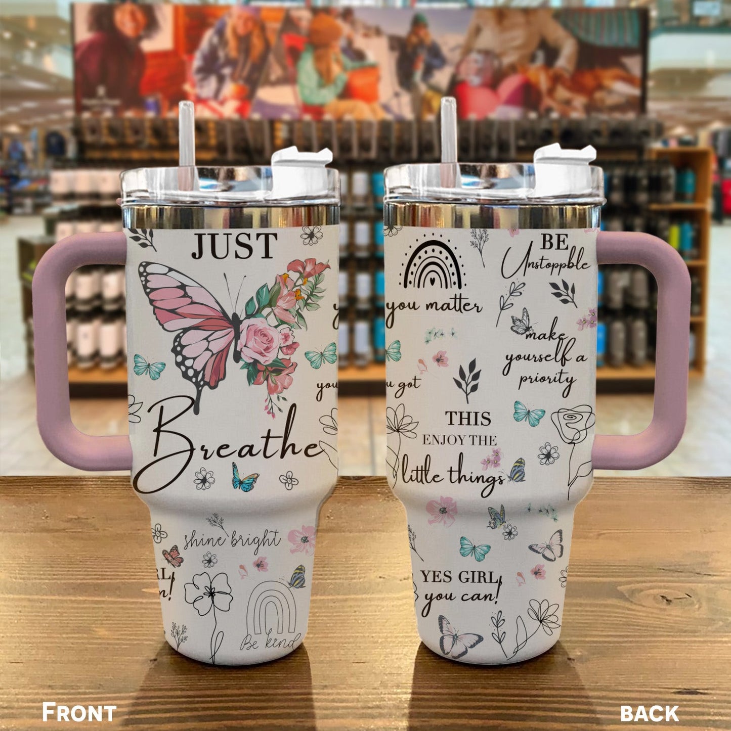 Positive Inspiration 40 Oz Shineful™ Tumbler Just Breath Mn8 Pink 40Oz