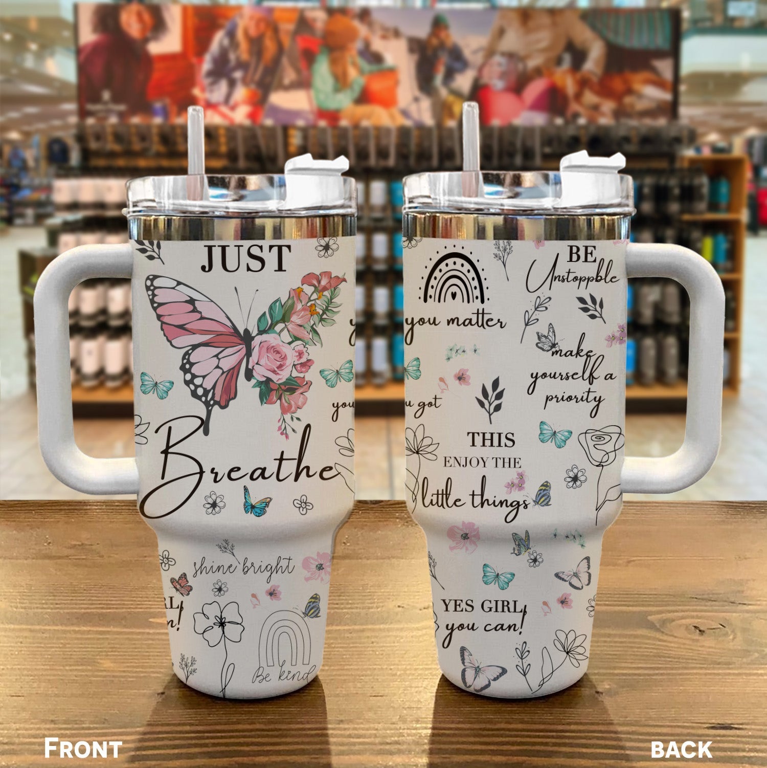 Positive Inspiration 40 Oz Shineful™ Tumbler Just Breath Mn8 White 40Oz