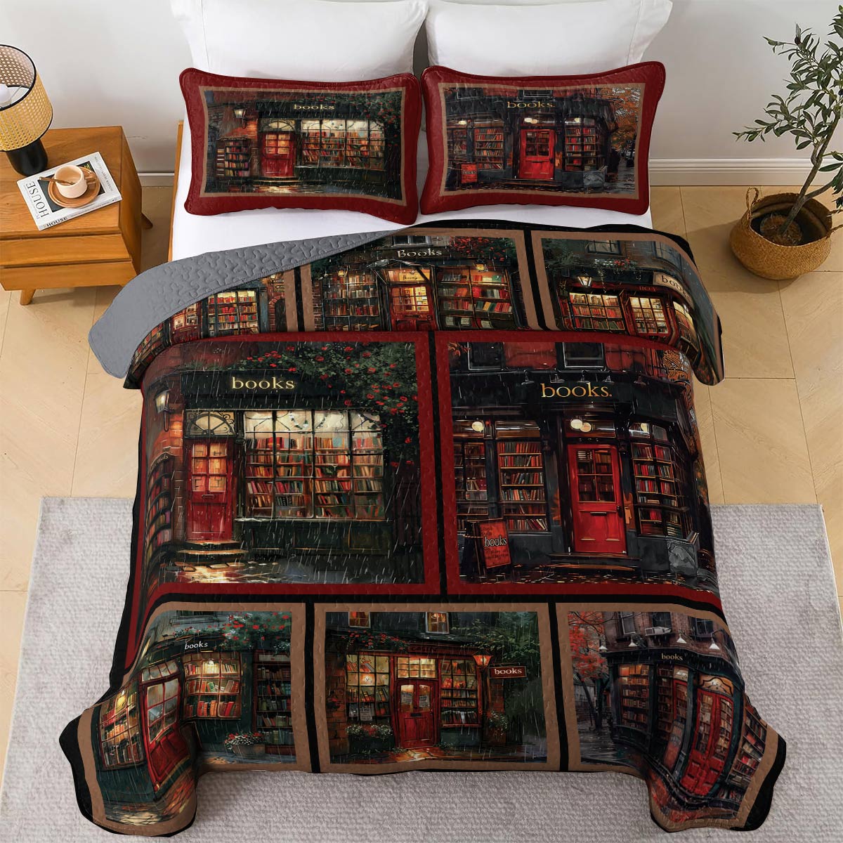 Shineful All Season Quilt 3-Piece Set Libraries Remember