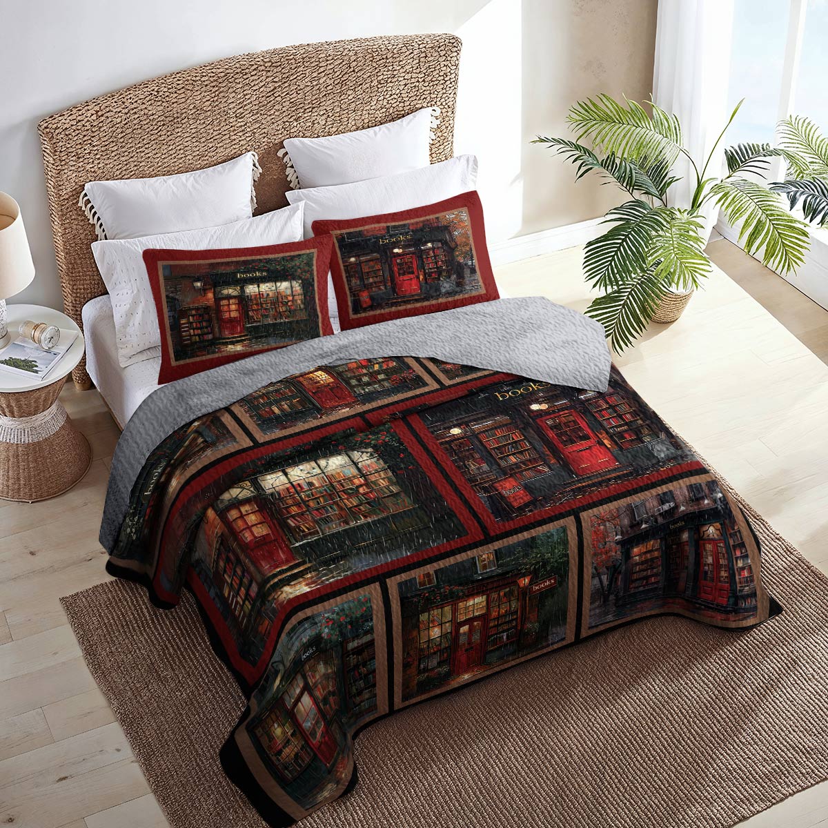 Shineful All Season Quilt 3-Piece Set Libraries Remember