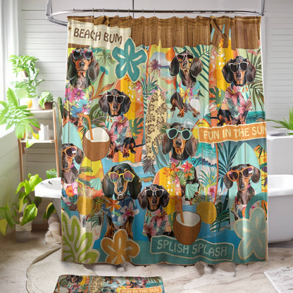 Shower Curtain Dachshund Summer Vibe