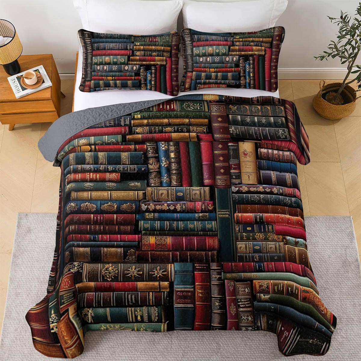 Shineful All Season Quilt 3-Piece Set Reading Is Dreaming With Your Eyes Open