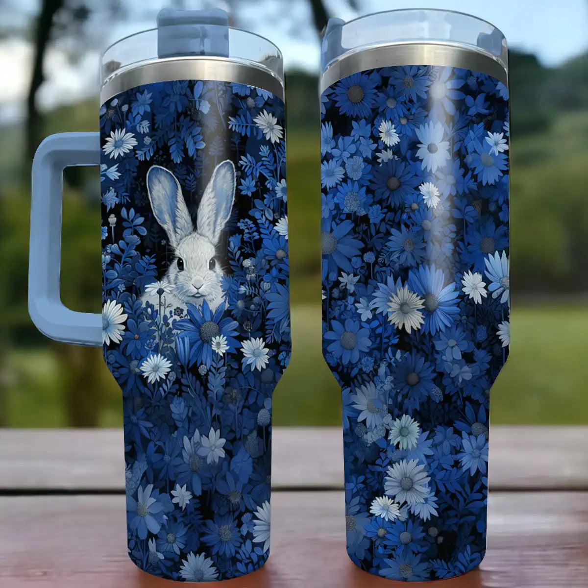 Shineful Tumbler Rabbit In Blue Flower