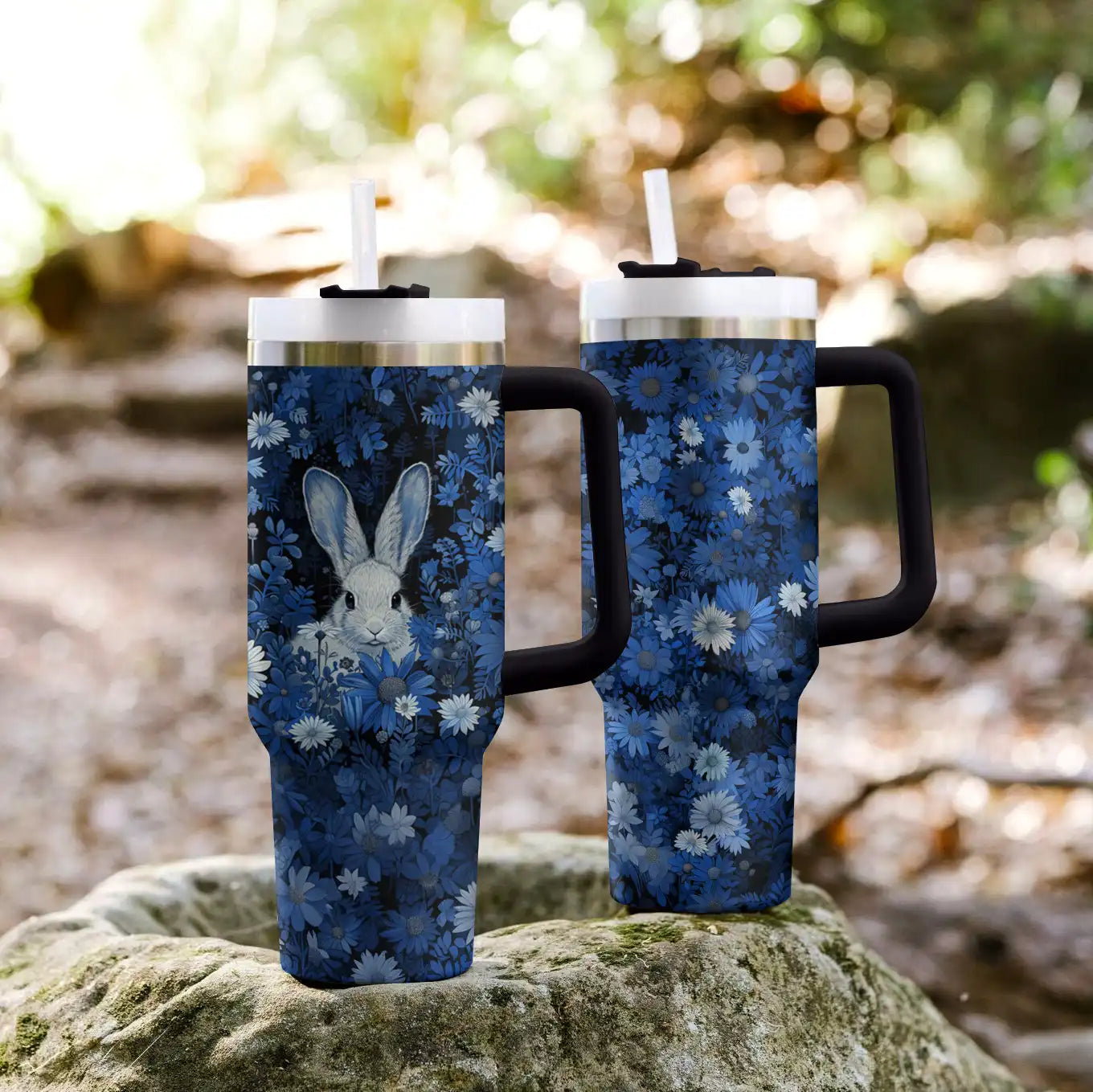 Shineful Tumbler Rabbit In Blue Flower