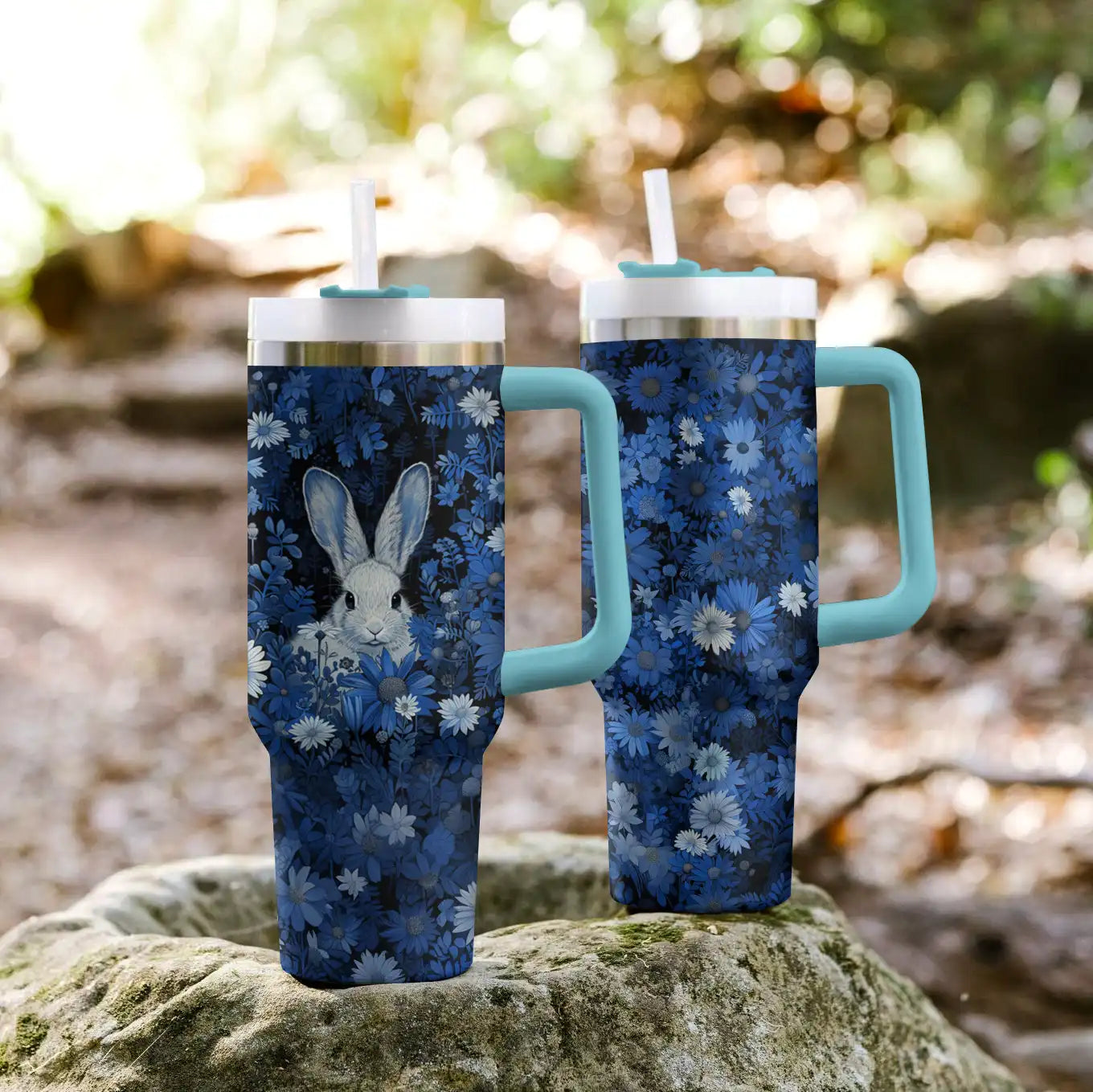 Shineful Tumbler Rabbit In Blue Flower