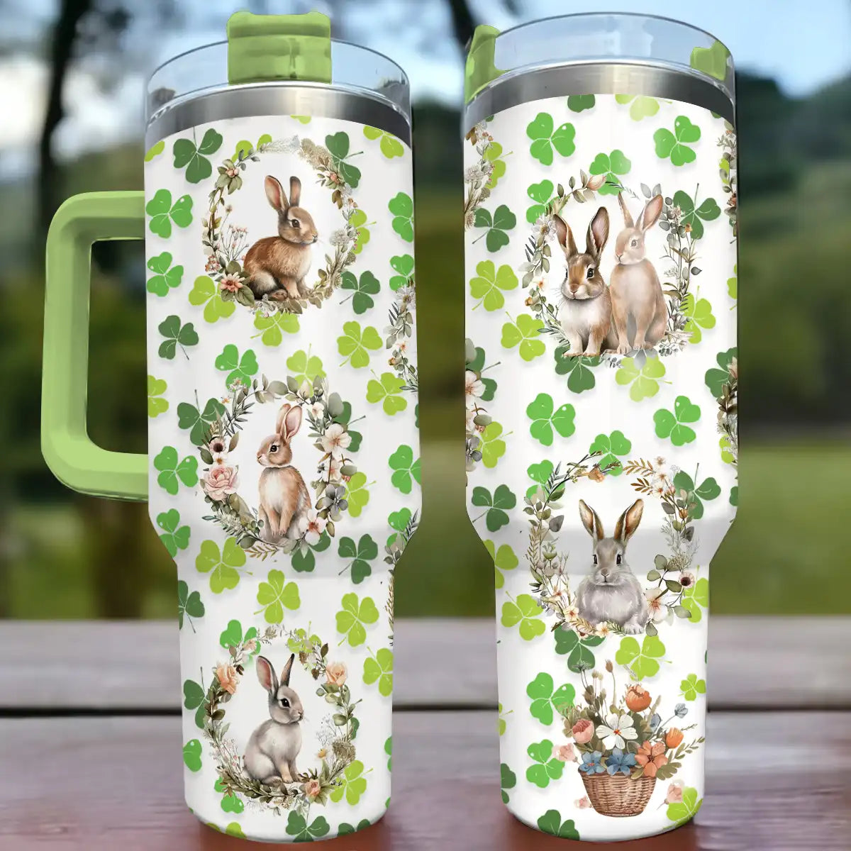 Glänzender Tumbler-Hase Happy Patrick's Day