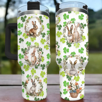 Glänzender Tumbler-Hase Happy Patrick's Day