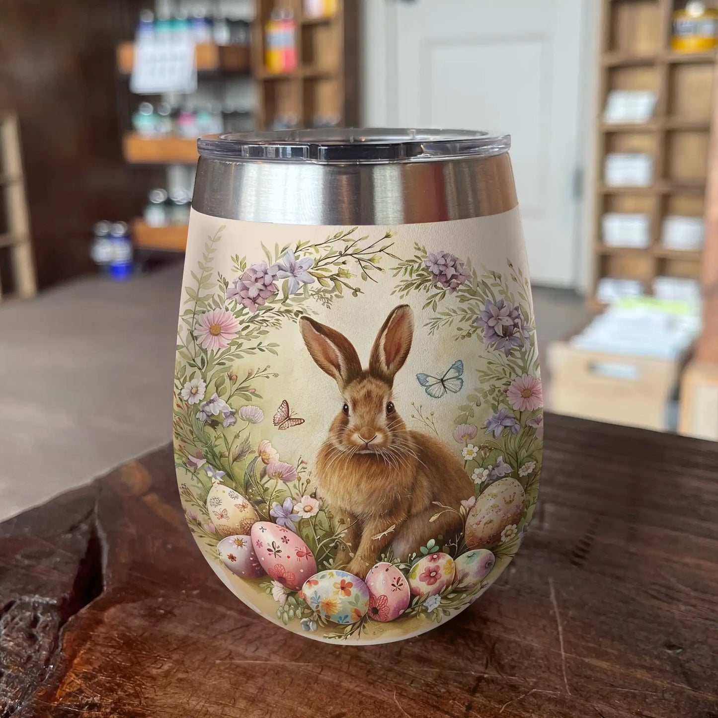 Shineful Wine Tumbler Easter Rabbit