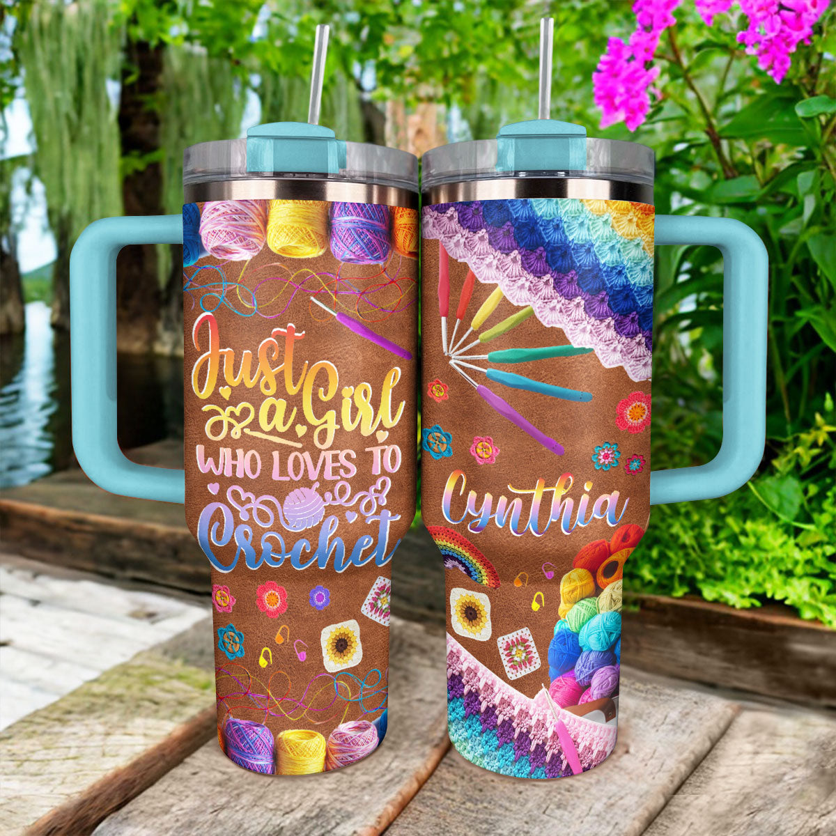 Shineful Tumbler Personalized Crochet Spectrum Delight