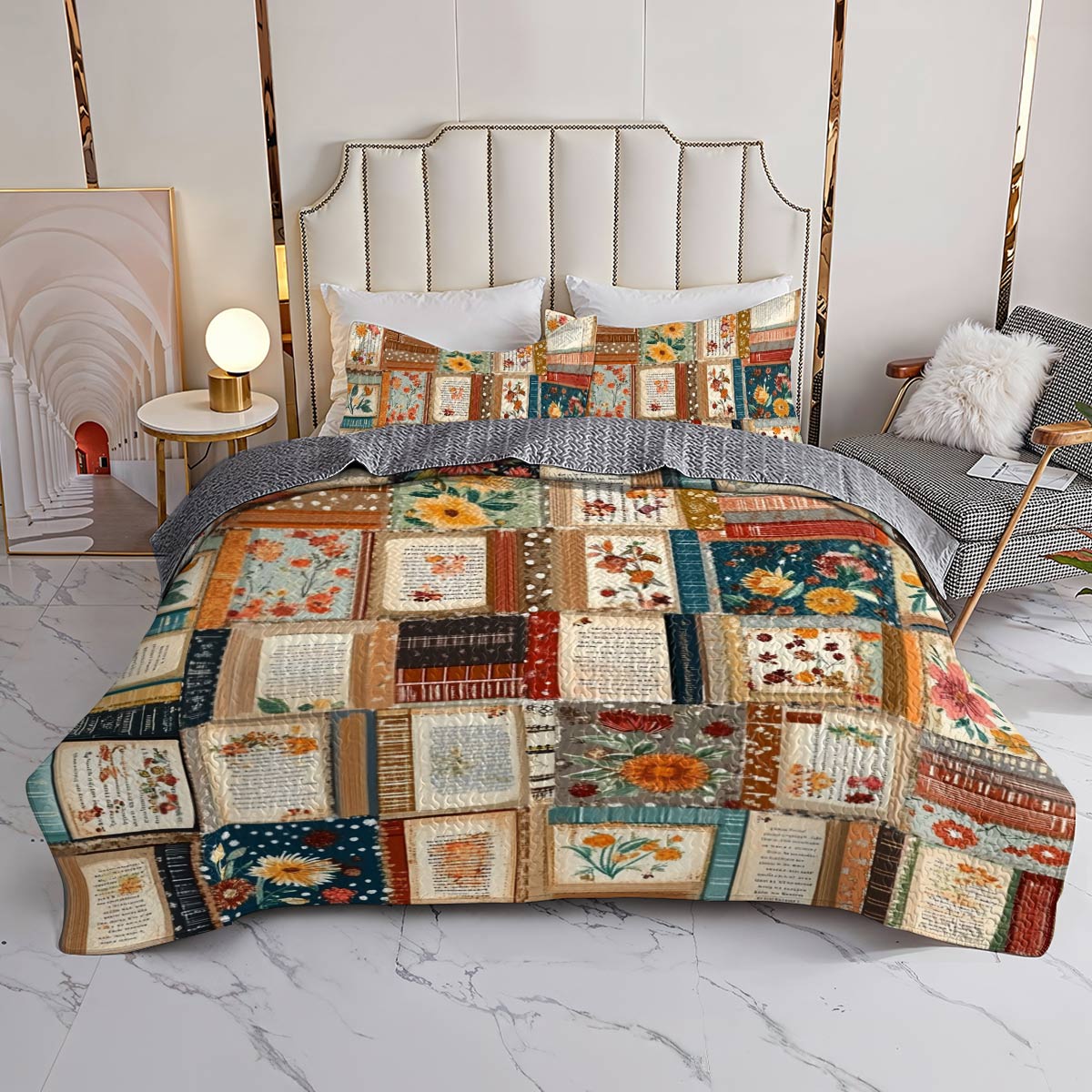 Shineful All Season Quilt 3-Piece Set Fall in Love Reading