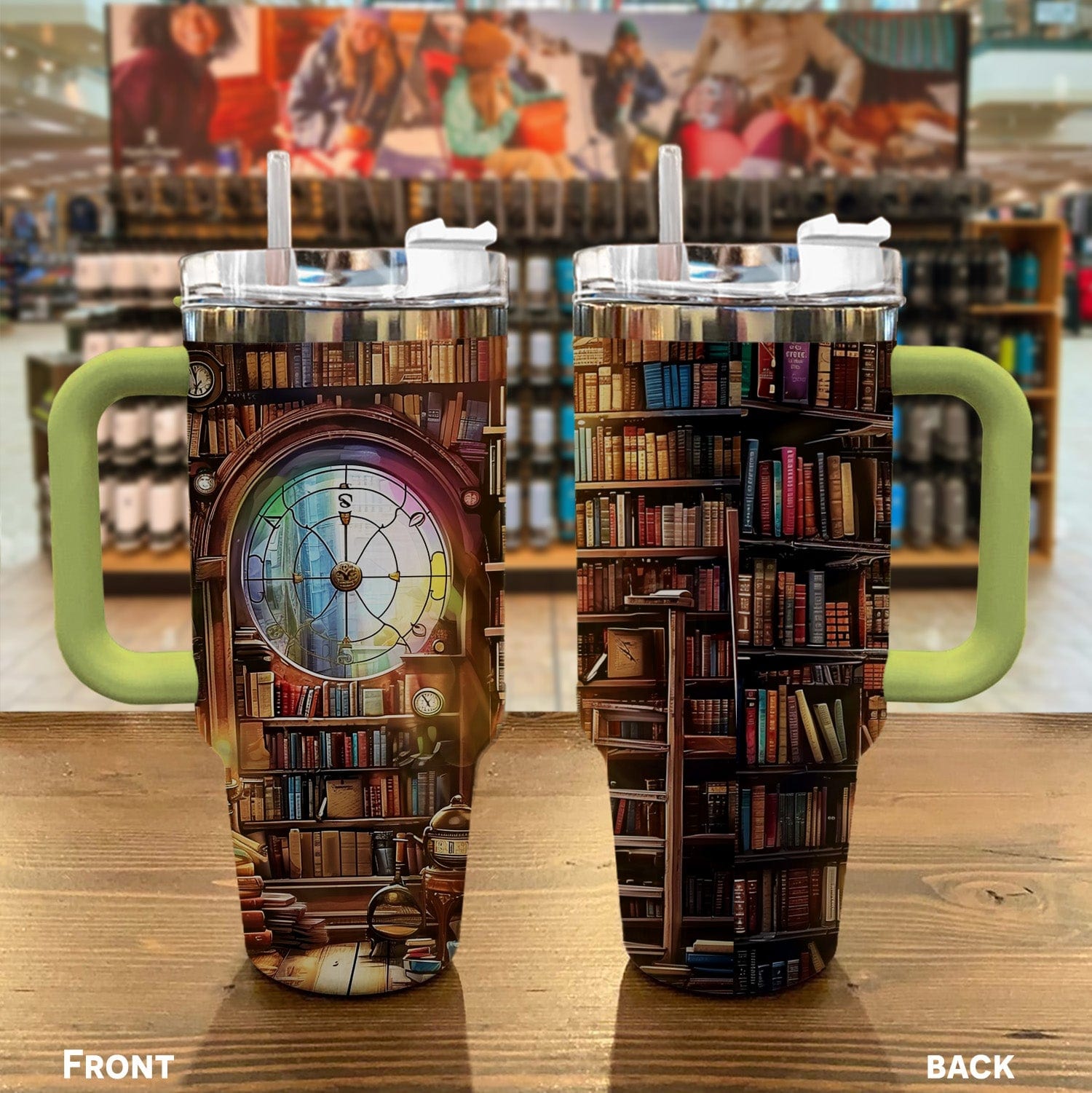 Reading 40 Oz Shineful™ Tumbler Vintage Bookshelf Mn8 Green 40Oz