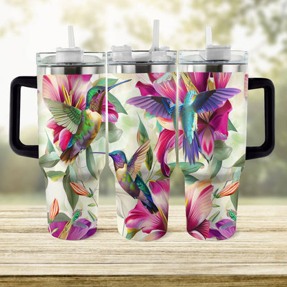 Shineful Tumbler Floral Hummingbirds