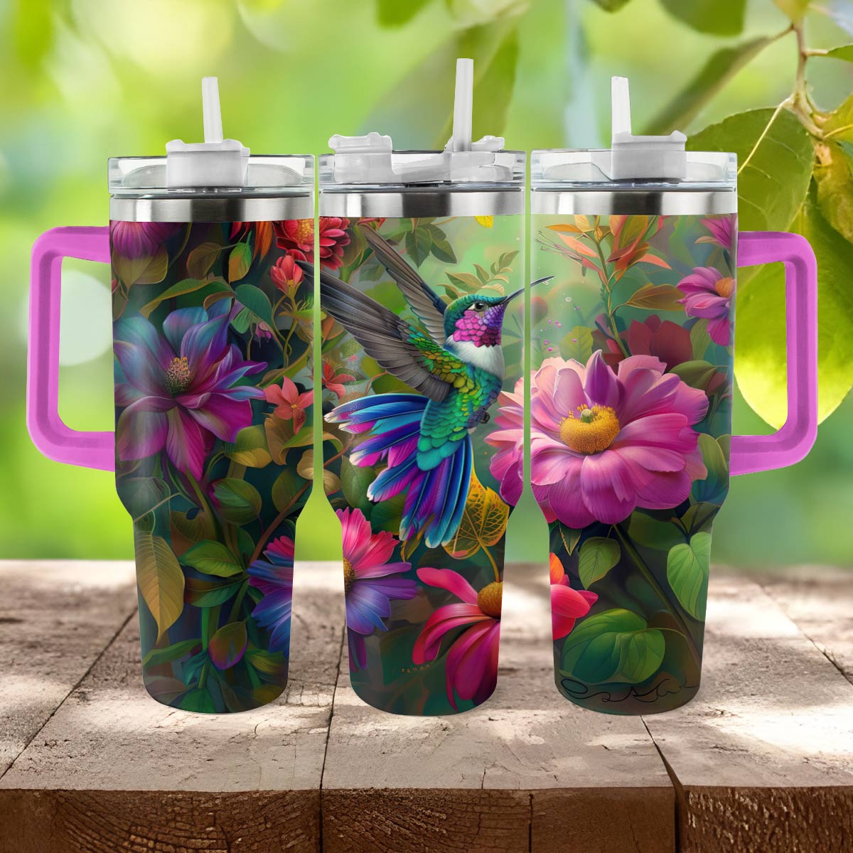 Shineful Tumbler Floral Hummingbird Ver2